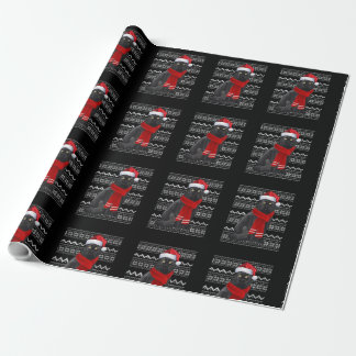 Papier Cadeau Chat Noir Santa Hat UGLY Pajama Cadeaux Ca