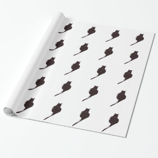 Papier Cadeau Chat noir sur le papier d'emballage blanc