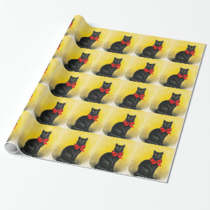 Papier Cadeau Chat noir vintage