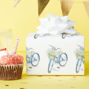 Papier Cadeau chat persan blanc dans un panier de vélo