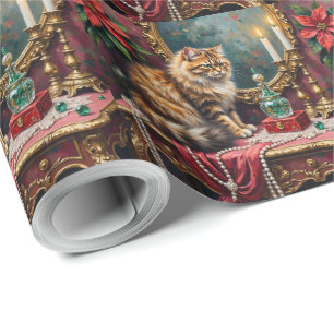 Papier Cadeau Chat Persan Noël Velours Vanité Fêtes