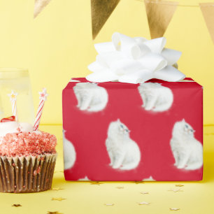 Papier Cadeau Chat Perse En Rouge