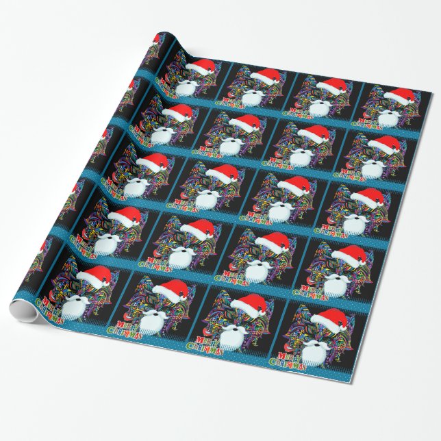 Papier Cadeau Chat psychédélique de Noël (Déroulé)