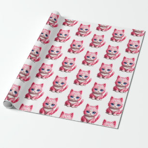 Papier Cadeau Chat rose