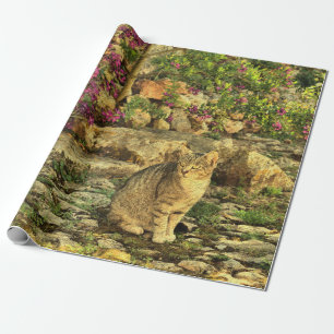 Papier Cadeau Chat se reposant dans le jardin