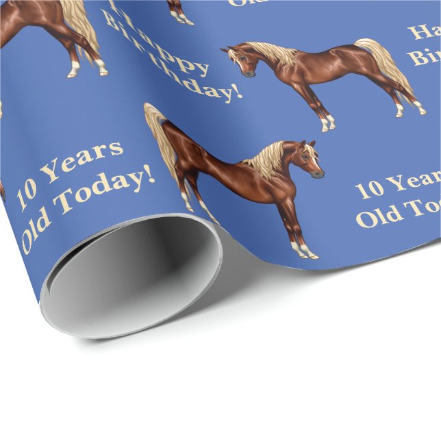 Papier Cadeau Châtaigner égyptien Cheval Arabe laxen Mane & Tail (Coin rond)