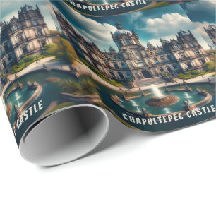 Papier Cadeau Château de Chapultepec Mexique Voyage Ancien