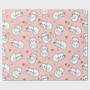 Papier Cadeau Chaton Blanc Design sans couture