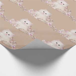 Papier Cadeau Chaton blanc et rubans