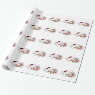 Papier Cadeau Chaton dans le casquette de Père Noël