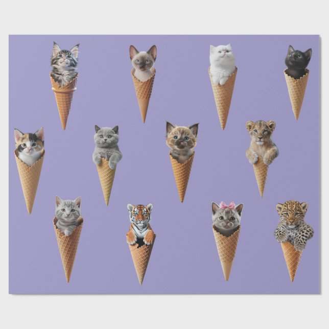 Papier Cadeau Chatons à Cones (Plat)
