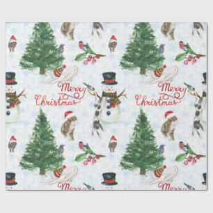Papier Cadeau Chatons de Noël et bonhommes de neige