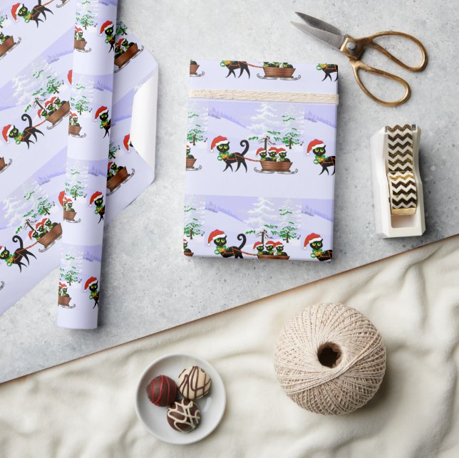 Papier Cadeau Chatons de Noël Purrr-fect (Artisanat)