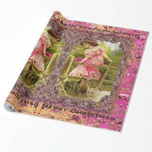 Papier Cadeau Chatons et rubans victoriens
