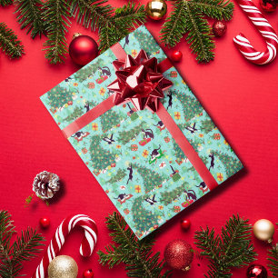 Papier Cadeau Chats amusants et papier d'enveloppement d'arbre d