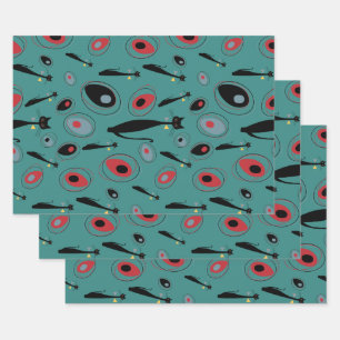 Papier cadeau Chats atomiques modernes du milieu