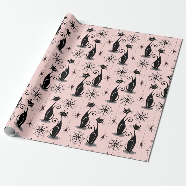 Papier Cadeau Chats atomiques rétro-Éffrayants (Déroulé)