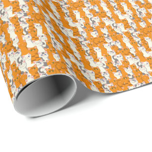 Papier Cadeau Chats blancs et gingembre motif yeux verts yeux bl