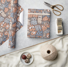 Papier Cadeau Chats caricaturaux amusants