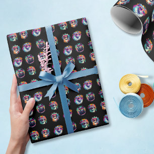 Papier Cadeau Chats Cool rétro des années 1980 avec lunettes de
