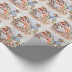 Papier Cadeau Chats de chatte habillés de style victorien