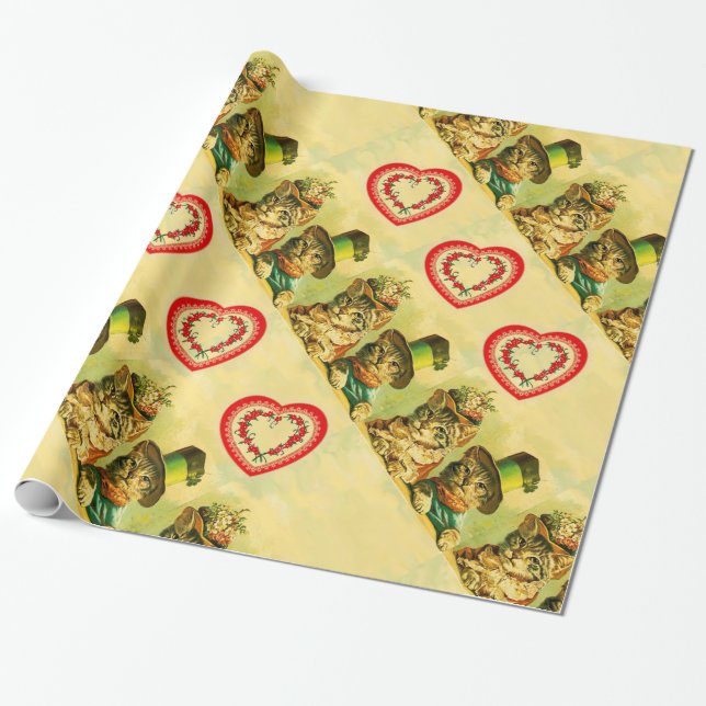 PAPIER CADEAU CHATS DE LA JOURNÉE DE LA VIEILLE MODE VALENTINE A (Déroulé)