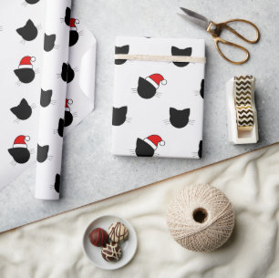 Papier Cadeau Chats de Noël drôles Papier à envelopper
