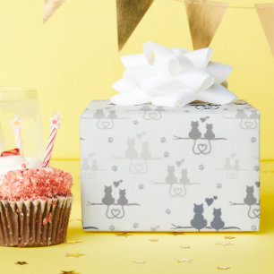 Papier Cadeau Chats en amour Animaux modernes Silhouette Motif