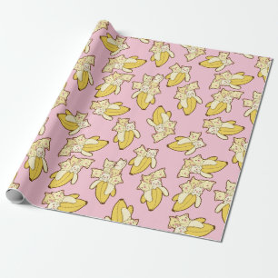Papier Cadeau Chats Et Bananes Motif