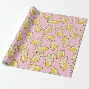 Papier Cadeau Chats Et Bananes Motif