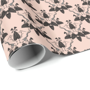 Papier Cadeau Chats et motif de regard de damassé de cataire
