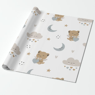 Papier Cadeau Chats et nuages d'ange Kawaii (1)