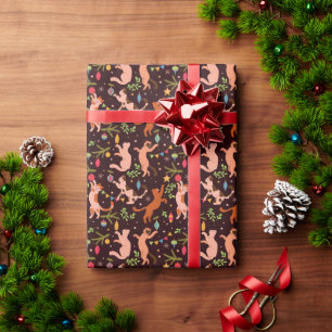 Papier Cadeau Chats Jouer avec des ornements de Noël