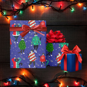 Papier Cadeau Chats mignons dans la vilaine marine de Sweaters d