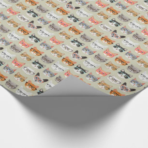Papier Cadeau Chats mignons portant le motif en verre