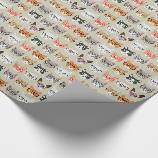 Papier Cadeau Chats mignons portant le motif en verre (Coin)