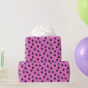 Papier Cadeau Chats Ninja avec Star Power en rose