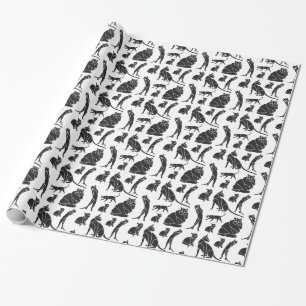 Papier Cadeau Chats noirs et blancs Anniversaire