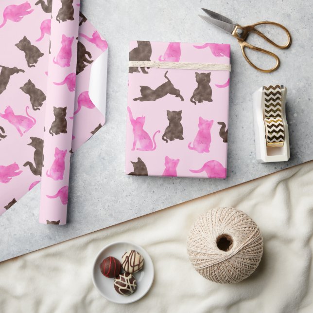 Papier Cadeau Chats roses et Brown (Artisanat)