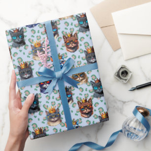 Papier Cadeau Chats royaux adorables mignons à motif répétitif