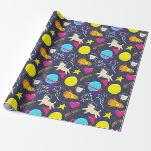 Papier Cadeau Chats spatiaux