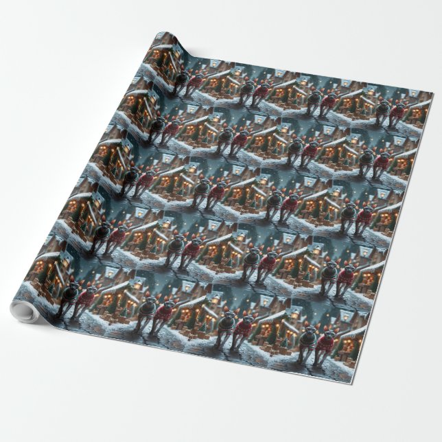Papier Cadeau Chats Sphynx Noël Neige Fêtes (Déroulé)