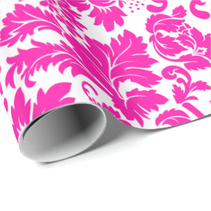Papier Cadeau Chaud rose floral Damask