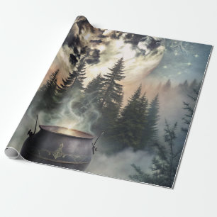 Papier Cadeau Chaudière de la forêt lunaire mystique - Art magiq