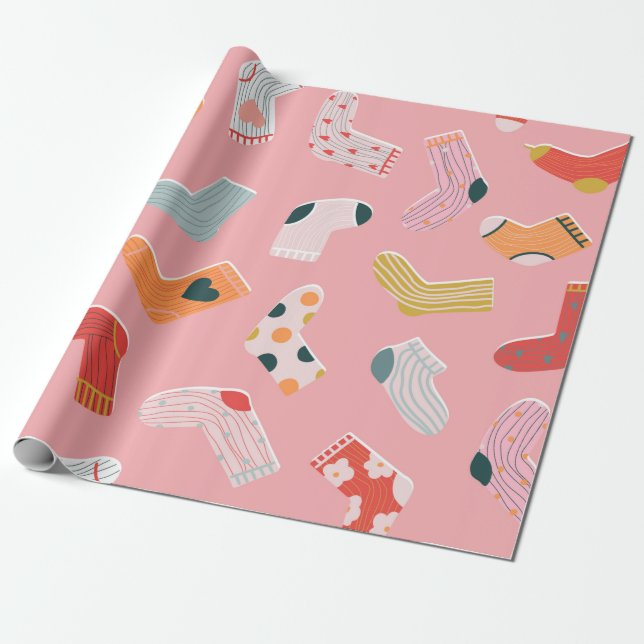 Papier Cadeau Chaussettes motif sans soudure. Serre de dessin an (Déroulé)