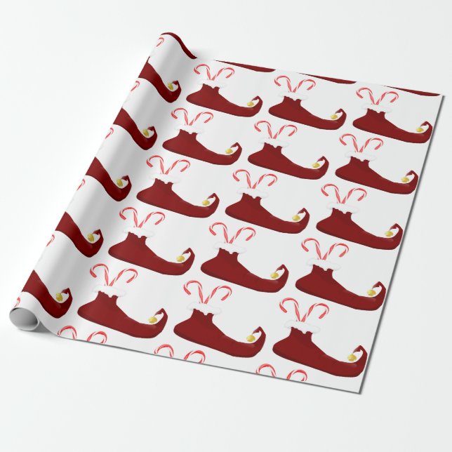 Papier Cadeau Chaussons Elfe Rouge avec Sucres de canne (Déroulé)