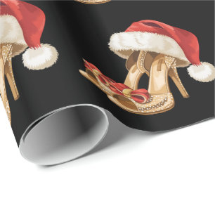 Papier Cadeau Chaussures à talons dorés pailletés élégants Chape