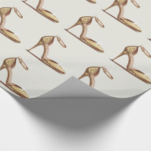 Papier Cadeau Chaussures à talons élégantes pailletées or