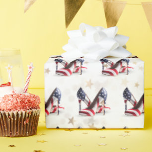Papier Cadeau Chaussures à talons hauts drapeau américain