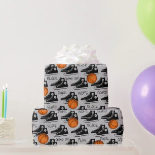 Papier Cadeau Chaussures noires avec ballon de basket